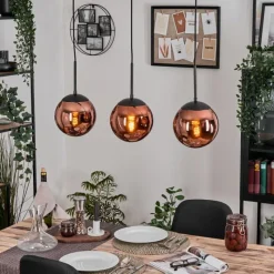 hofstein Gastor Suspension, Boule lumineuse, Suspension Cuivré, 3 lumières
