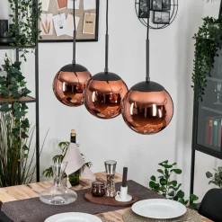 hofstein Gastor Suspension, Boule lumineuse, Suspension Cuivré, 3 lumières