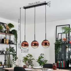 hofstein Gastor Suspension, Boule lumineuse, Suspension 20 cm Clair, Cuivré, 3 lumières