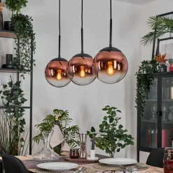 hofstein Gastor Suspension, Boule lumineuse, Suspension 20 cm Clair, Cuivré, 3 lumières