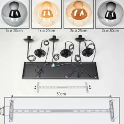 hofstein Gastor Suspension, Boule lumineuse, Suspension Ambre, Fumé, 6 lumières