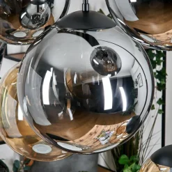 hofstein Gastor Suspension, Boule lumineuse, Suspension Ambre, Fumé, 8 lumières