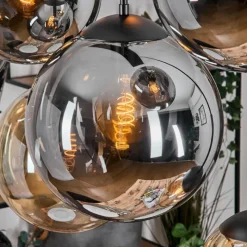 hofstein Gastor Suspension, Boule lumineuse, Suspension Ambre, Fumé, 8 lumières