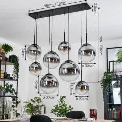 hofstein Gastor Suspension, Boule lumineuse, Suspension Clair, Fumé, 8 lumières