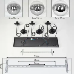 hofstein Gastor Suspension, Boule lumineuse, Suspension Clair, Fumé, 8 lumières