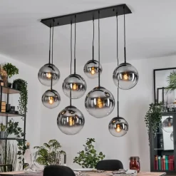 hofstein Gastor Suspension, Boule lumineuse, Suspension Clair, Fumé, 8 lumières