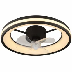 Luminaires Globo Lighting Gatian Ventilateur de plafond lumineux LED Noir, 1 lumière, Télécommandes