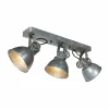 Lampes Industrielles-Luminaires Steinhauer Gearmetal Plafonnier, Spot de plafond Argent Oxydé, 3 lumières