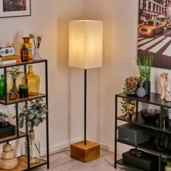 Lampes En Tissu-hofstein Geneva Lampadaire Écru, Noir, 1 lumière