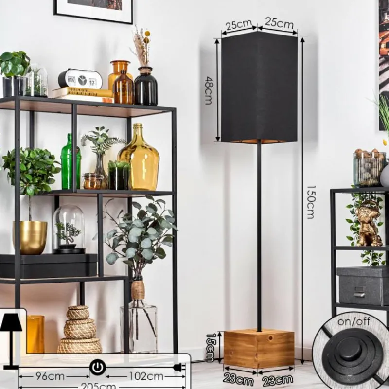 Lampes En Tissu-hofstein Geneva Lampadaire Écru, Noir, 1 lumière