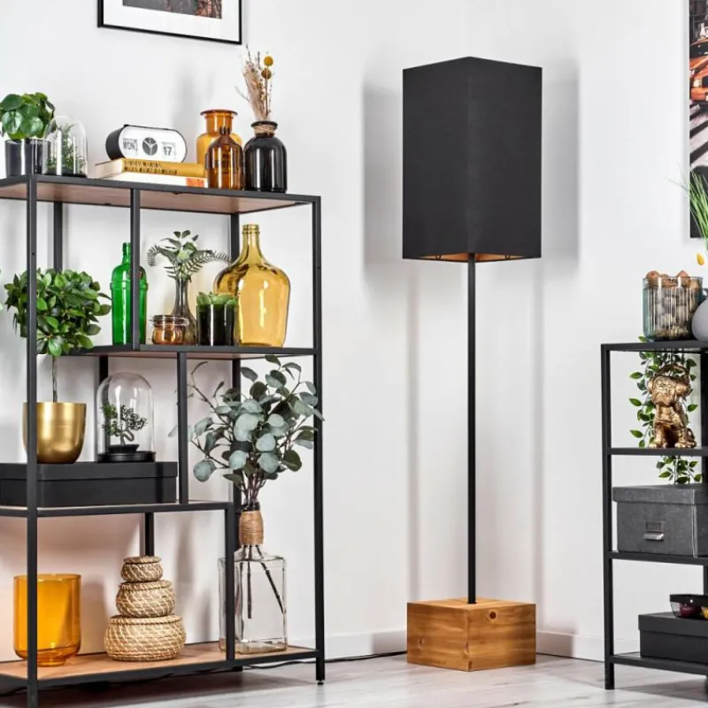 Lampes En Tissu-hofstein Geneva Lampadaire Écru, Noir, 1 lumière