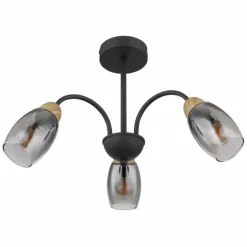 Suspension Verre Fumé-Luminaires Globo Lighting GERLY Plafonnier Noir, 3 lumières