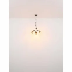 Suspension Verre Fumé-Luminaires Globo Lighting GERLY Plafonnier Noir, 5 lumières