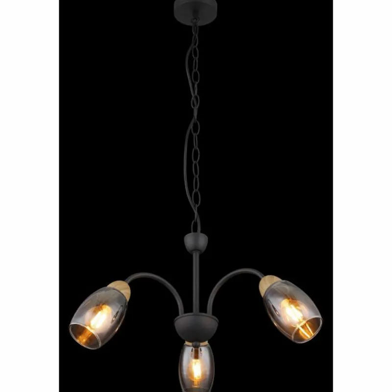 Suspension Verre Fumé-Luminaires Globo Lighting GERLY Suspension Noir, 3 lumières