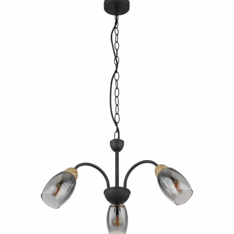 Suspension Verre Fumé-Luminaires Globo Lighting GERLY Suspension Noir, 3 lumières