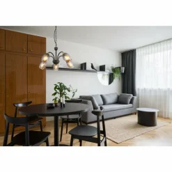 Suspension Verre Fumé-Luminaires Globo Lighting GERLY Suspension Noir, 5 lumières