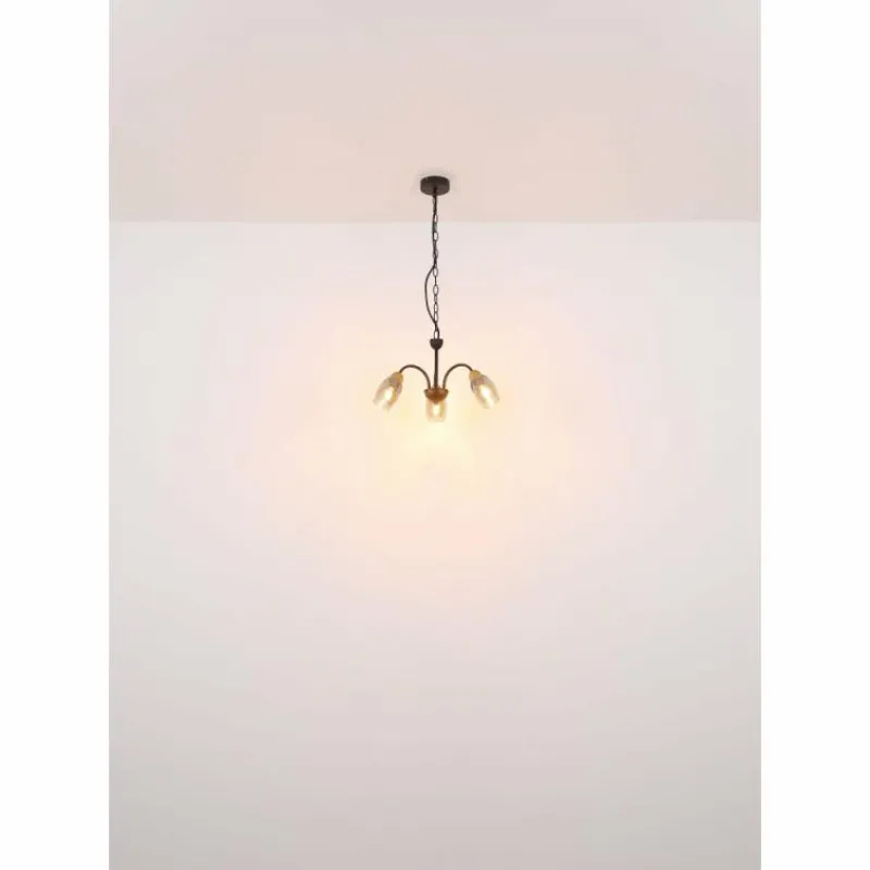 Suspension Verre Fumé-Luminaires Globo Lighting GERLY Suspension Noir, 5 lumières