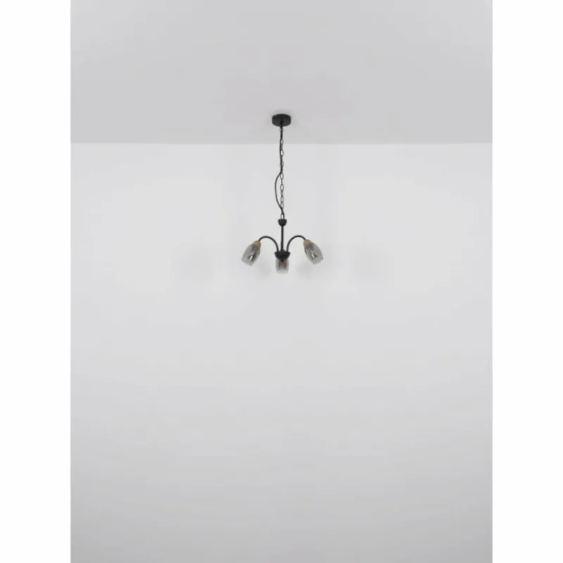 Suspension Verre Fumé-Luminaires Globo Lighting GERLY Suspension Noir, 5 lumières