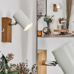 Luminaires Scandinaves-hofstein Gesteira Applique murale, Spot mural Chrome, Couleur bois, 1 lumière