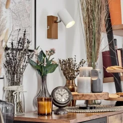 Luminaires Scandinaves-hofstein Gesteira Applique murale, Spot mural Chrome, Couleur bois, 1 lumière