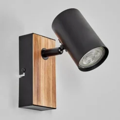 Luminaires Scandinaves-hofstein Gesteira Applique murale, Spot mural Couleur bois, Noir, 1 lumière