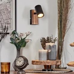 Luminaires Scandinaves-hofstein Gesteira Applique murale, Spot mural Couleur bois, Noir, 1 lumière