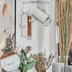 Luminaires Scandinaves-hofstein Gesteira Applique murale, Spot mural Couleur bois, Blanc, 1 lumière