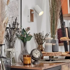 Luminaires Scandinaves-hofstein Gesteira Applique murale, Spot mural Couleur bois, Blanc, 1 lumière