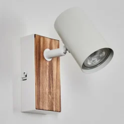 Luminaires Scandinaves-hofstein Gesteira Applique murale, Spot mural Couleur bois, Blanc, 1 lumière