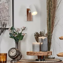 Luminaires Scandinaves-hofstein Gesteira Applique murale, Spot mural Couleur bois, Blanc, 1 lumière