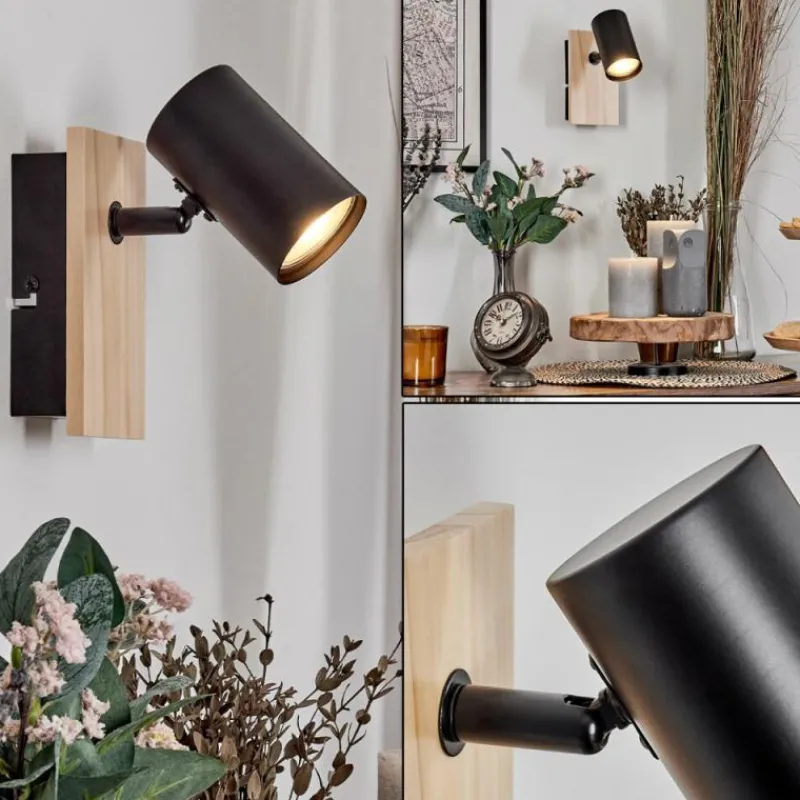 Luminaires Scandinaves-hofstein Gesteira Applique murale, Spot mural Écru, Noir, 1 lumière