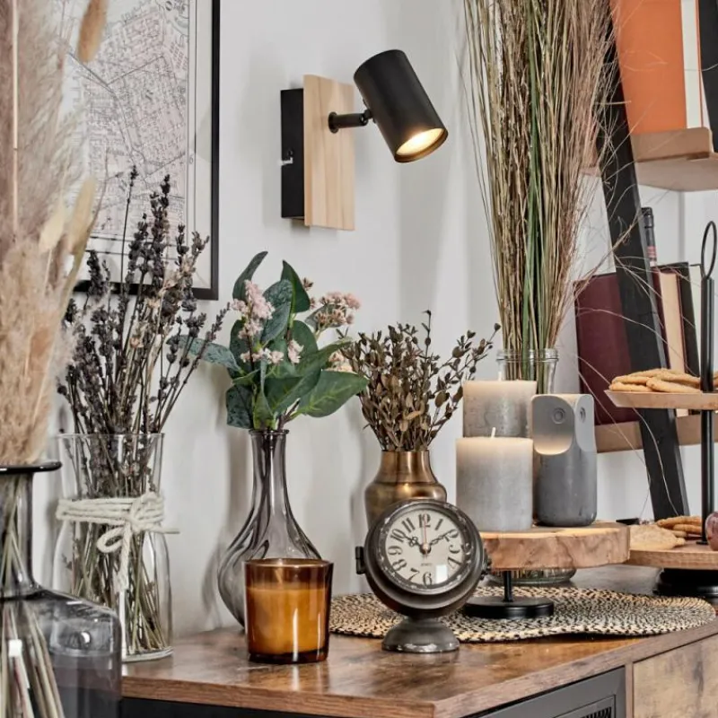 Luminaires Scandinaves-hofstein Gesteira Applique murale, Spot mural Écru, Noir, 1 lumière