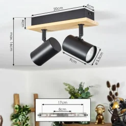 hofstein Gesteira Plafonnier, Spot de plafond Écru, Noir, 2 lumières