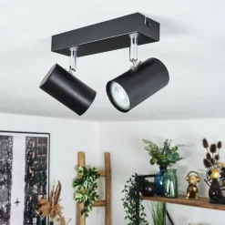 Luminaires Scandinaves-hofstein Gesteira Plafonnier, Spot de plafond Chrome, Noir, 2 lumières