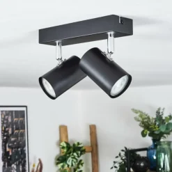 Luminaires Scandinaves-hofstein Gesteira Plafonnier, Spot de plafond Chrome, Noir, 2 lumières