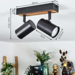 Luminaires Scandinaves-hofstein Gesteira Plafonnier, Spot de plafond Couleur bois, Noir, 2 lumières