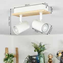 Luminaires Scandinaves-hofstein Gesteira Plafonnier, Spot de plafond Écru, Blanc, 2 lumières