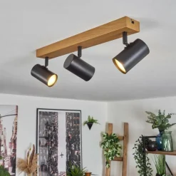 hofstein Gesteira Plafonnier, Spot de plafond Écru, Noir, 3 lumières