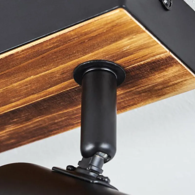 Luminaires Scandinaves-hofstein Gesteira Plafonnier, Spot de plafond Bois foncé, Noir, 3 lumières