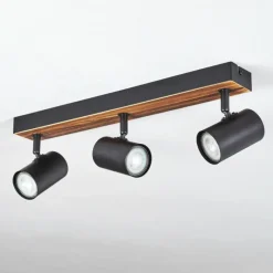 Luminaires Scandinaves-hofstein Gesteira Plafonnier, Spot de plafond Bois foncé, Noir, 3 lumières