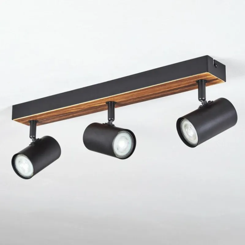 Luminaires Scandinaves-hofstein Gesteira Plafonnier, Spot de plafond Bois foncé, Noir, 3 lumières