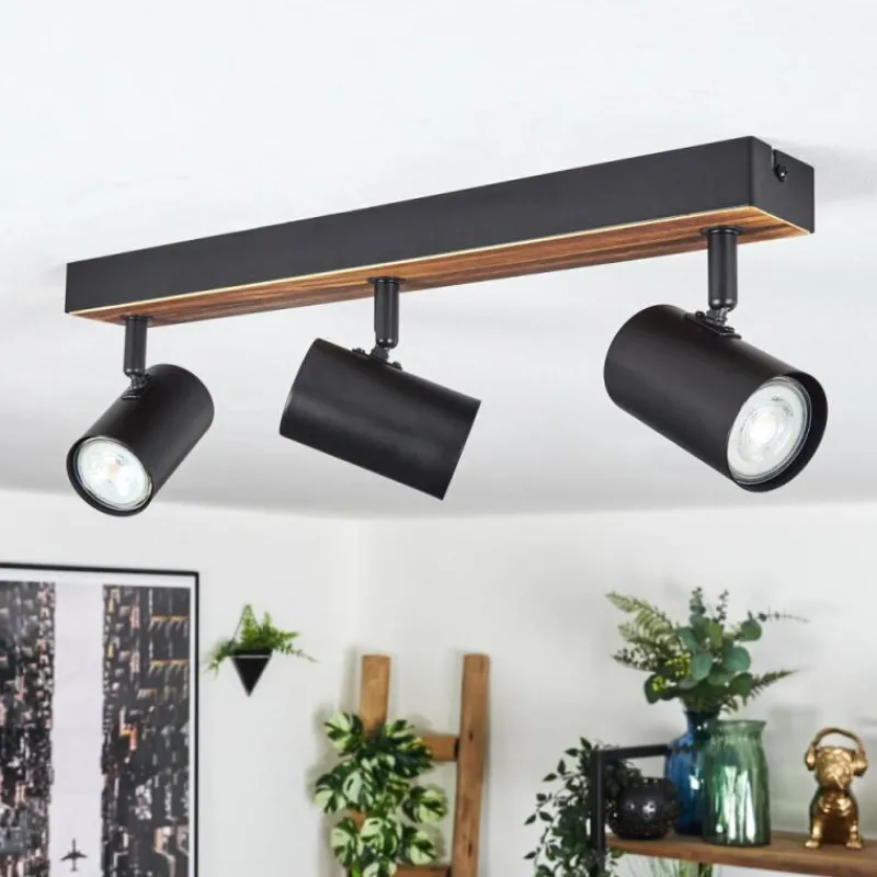 Luminaires Scandinaves-hofstein Gesteira Plafonnier, Spot de plafond Bois foncé, Noir, 3 lumières