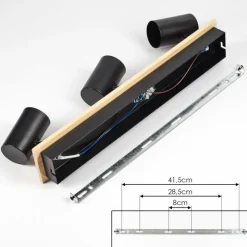 Luminaires Scandinaves-hofstein Gesteira Plafonnier, Spot de plafond Bois clair, Noir, 3 lumières