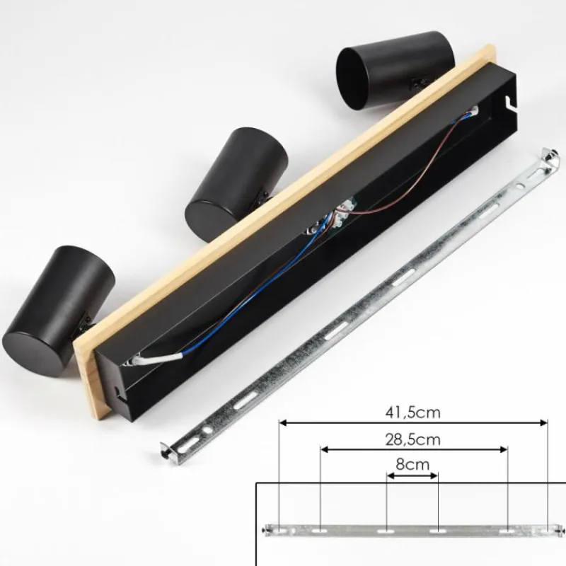 Luminaires Scandinaves-hofstein Gesteira Plafonnier, Spot de plafond Bois clair, Noir, 3 lumières