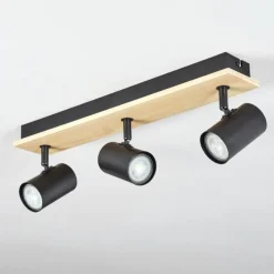 Luminaires Scandinaves-hofstein Gesteira Plafonnier, Spot de plafond Bois clair, Noir, 3 lumières