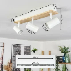 Luminaires Scandinaves-hofstein Gesteira Plafonnier, Spot de plafond Bois clair, Blanc, 3 lumières