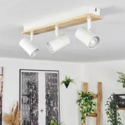 Luminaires Scandinaves-hofstein Gesteira Plafonnier, Spot de plafond Bois clair, Blanc, 3 lumières