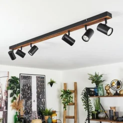 Luminaires Scandinaves-hofstein Gesteira Plafonnier, Spot de plafond Bois foncé, Noir, 6 lumières