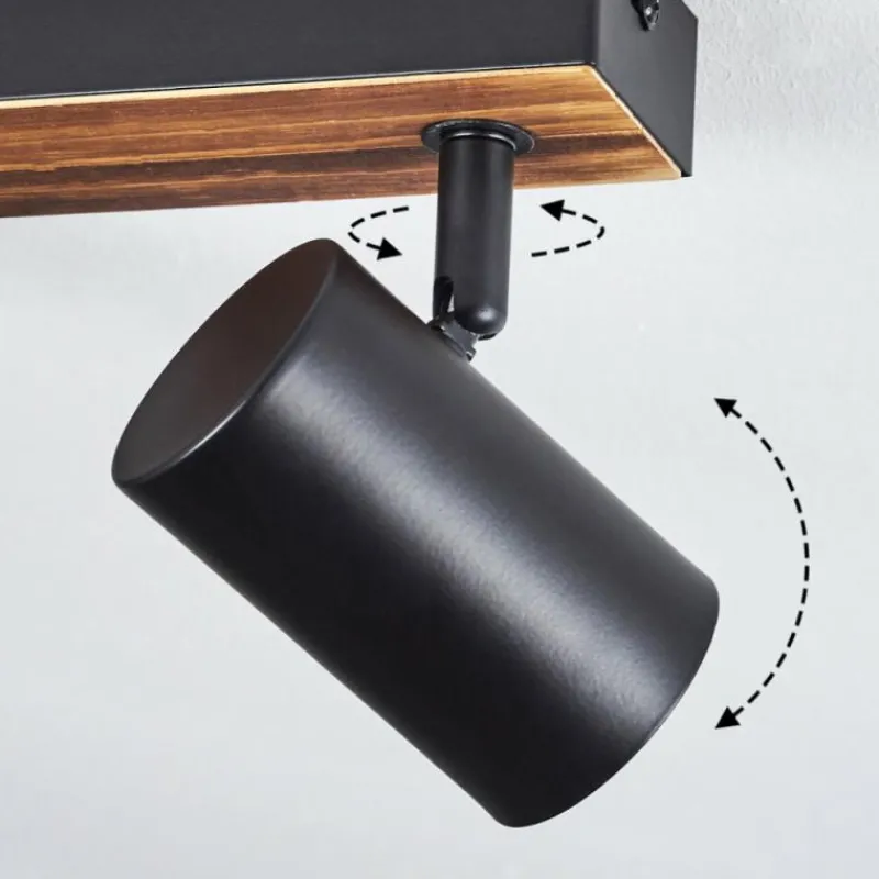 Luminaires Scandinaves-hofstein Gesteira Plafonnier, Spot de plafond Bois foncé, Noir, 6 lumières