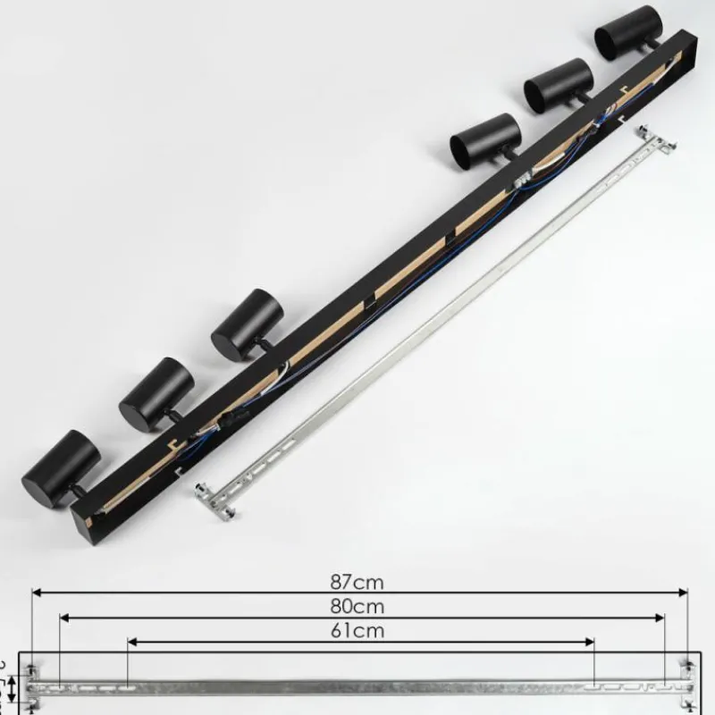 Luminaires Scandinaves-hofstein Gesteira Plafonnier, Spot de plafond Bois foncé, Noir, 6 lumières